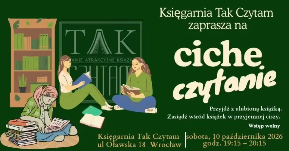 „Ciche czytanie” w księgarni Tak Czytam