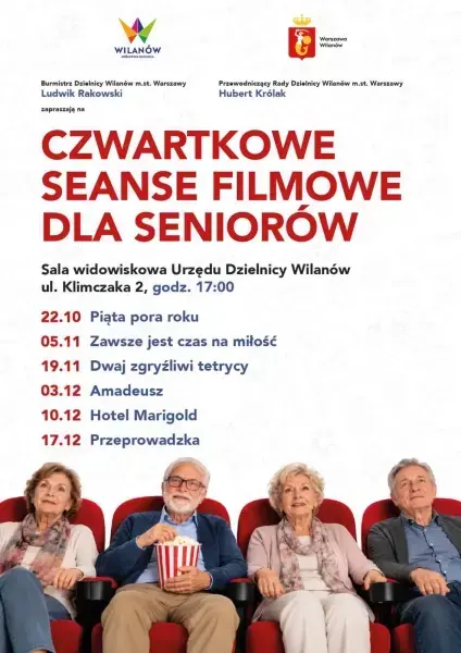 Czwartkowe seanse filmowe dla seniorów w Wilanowie - "Dwaj zgryźliwi tetrycy"