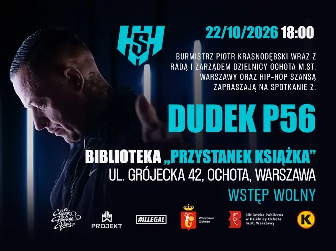 Dudek P56 w bibliotece Przystanek Książka – spotkanie z artystą hip-hop