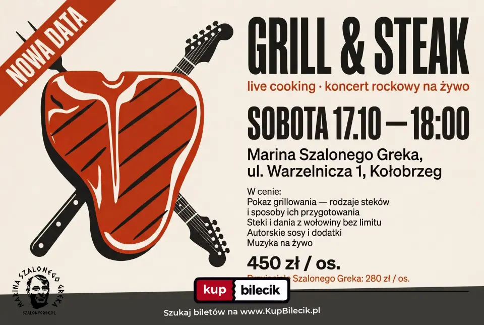 GRILL & STEAK - live cooking i koncert rockowy | Marina Szalonego Greka, Kołobrzeg