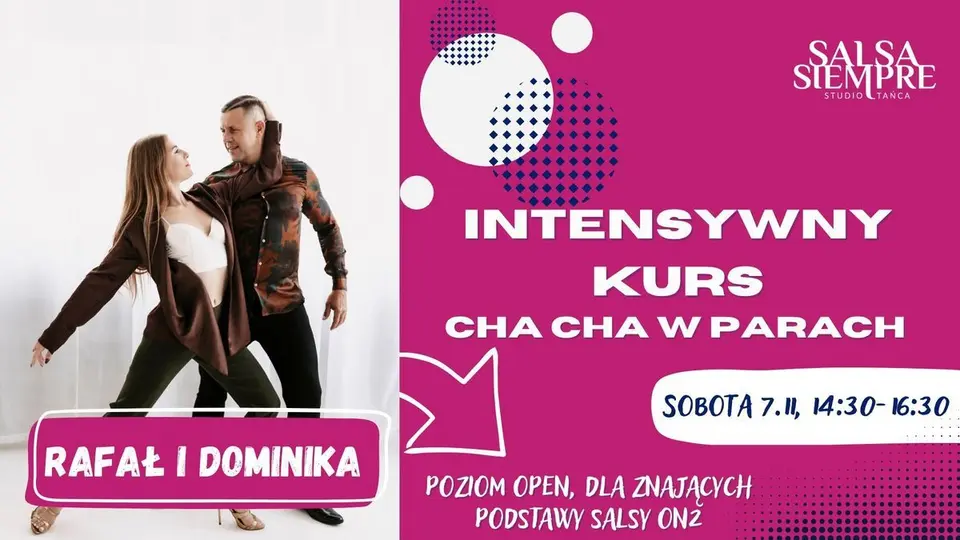 Intensywny kurs-Cha Cha w parach! Dla znających podstawy salsy on2!