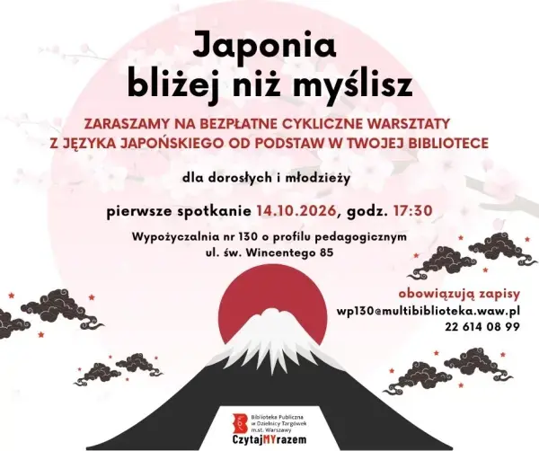 „Japonia bliżej niż myślisz” – bezpłatne cykliczne warsztaty z języka japońskiego