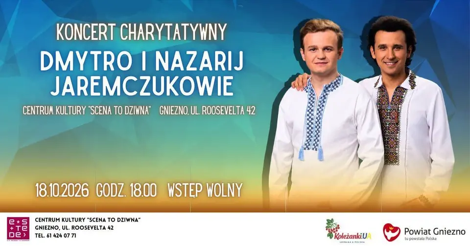 Koncert charytatywny - Dmytro i Nazarij Jaremczukowie [18.10.2026]