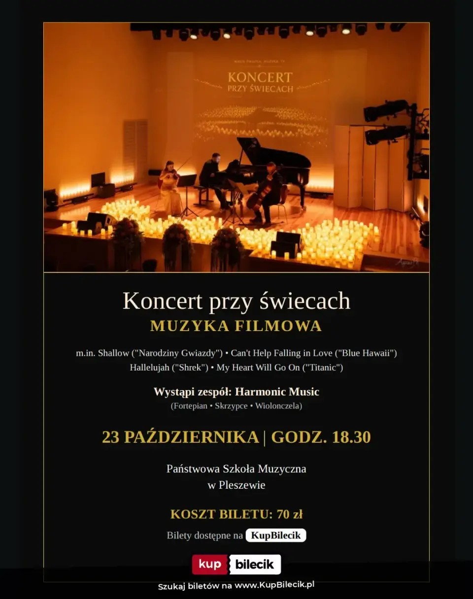 Koncert przy świecach: Muzyka Filmowa - Harmonic Music