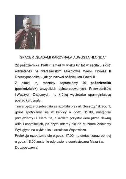 Spacer "Śladami Kardynała Augusta Hlonda"