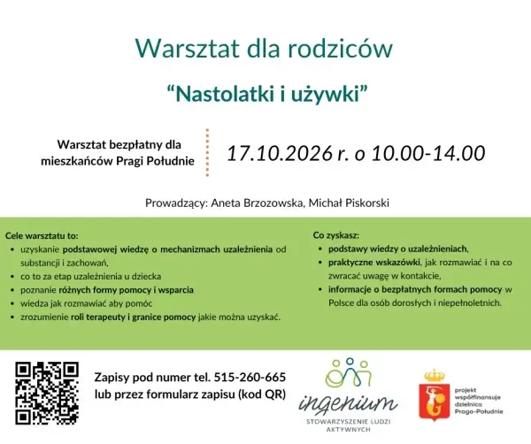 Warsztat dla rodziców “Nastolatki i używki”