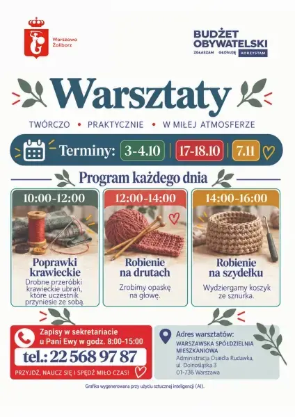 Warsztaty weekendowe z igłą i nitką, drutami i wełną, szydełkiem i sznurkiem