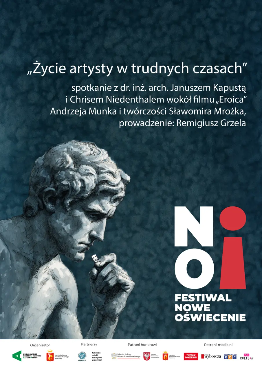„Życie artysty w trudnych czasach” | spotkanie z dr. inż. arch. J. Kapustą i Chrisem Niedenthalem wokół filmu „Eroica” Andrzeja Munka i twórczości Sławomira Mrożka | prowadzenie: Remigiusz Grzela